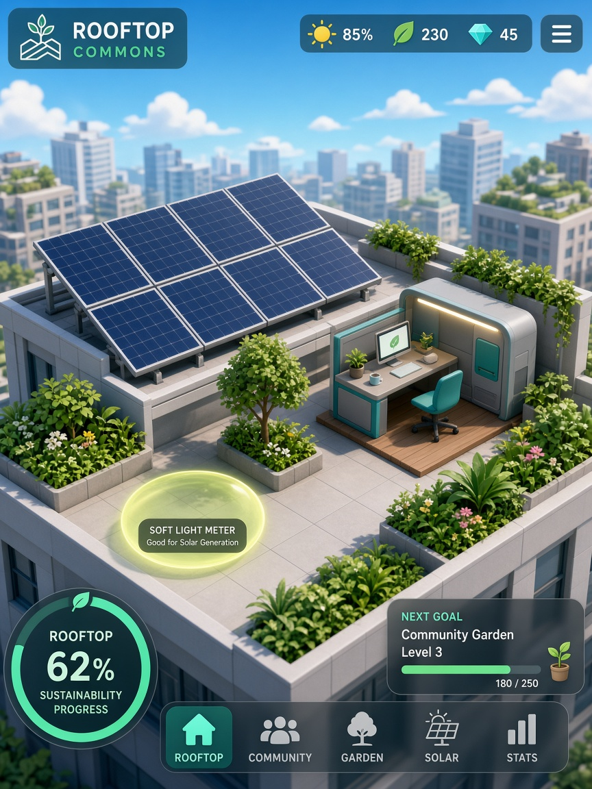 Solar Arrays and a Work Pad on a sunlit rooftop